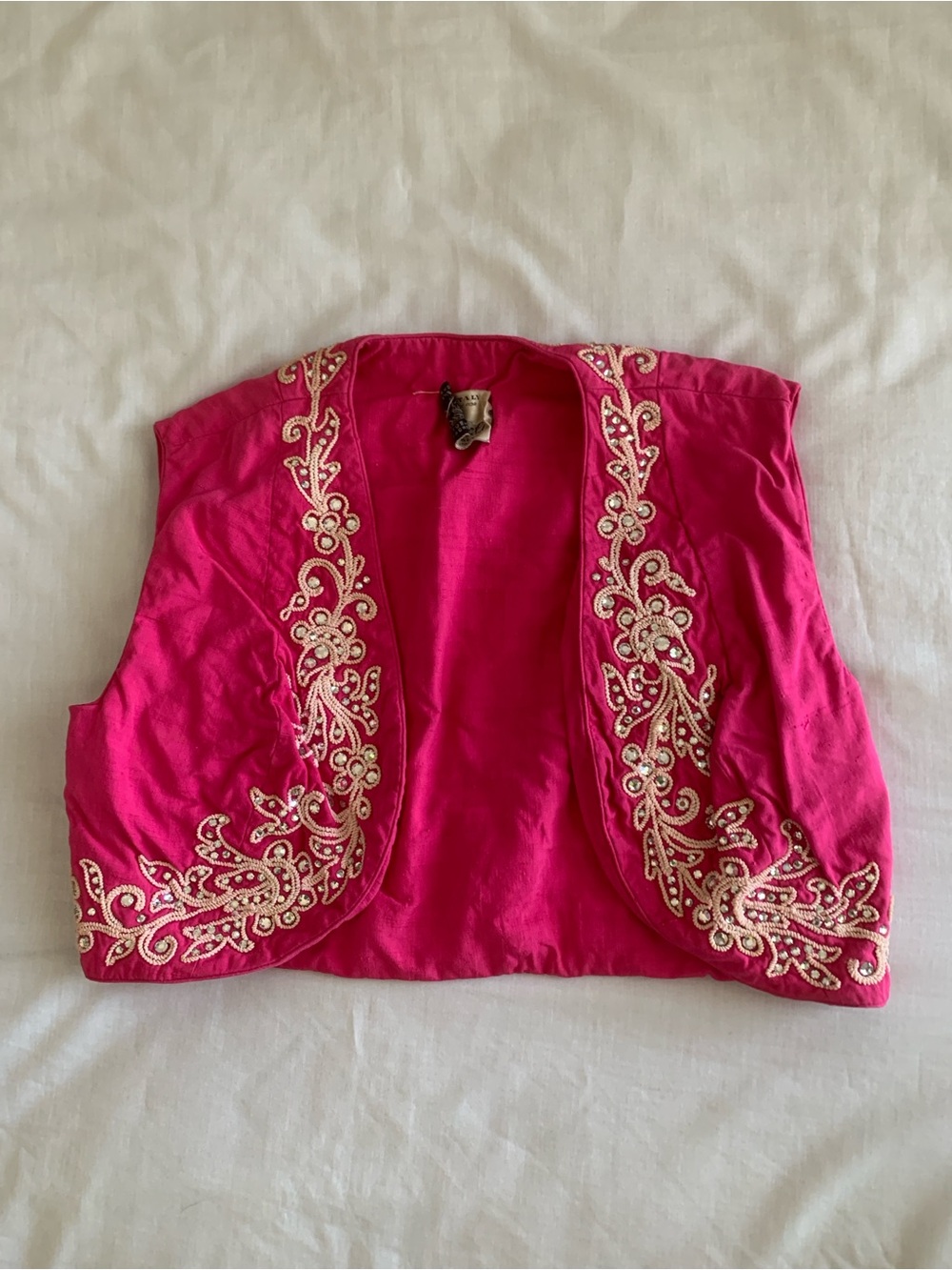 Vintage 1960s Mr. Blackwell Embellished Silk Bolero Vest Pink Italian Seta